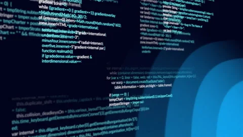 JavaScript-style code block being animated over cyan green snippets against Stock Footage 309100766