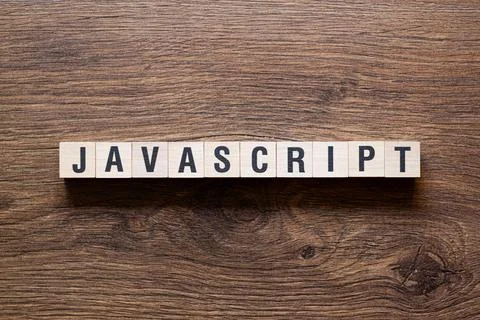 Javascript - word concept on building blocks, text Stock-Fotos