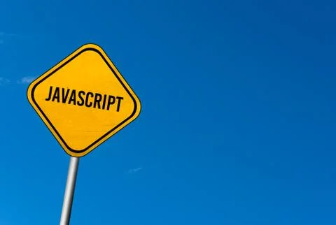 Javascript - yellow sign with blue sky Stock-Illustration