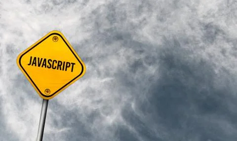 Javascript - yellow sign with cloudy sky Stock-Illustration