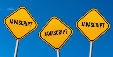 Javascript - yellow signs with blue sky Иллюстрация