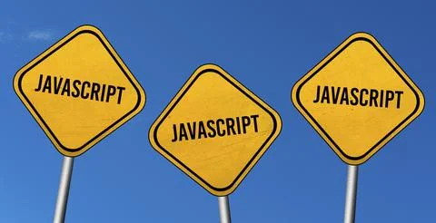 Javascript, yellow signs with blue sky Stock-Illustration
