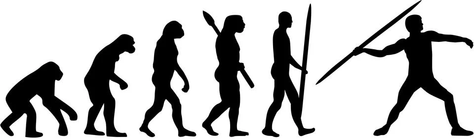 Javelin throw evolution Stock Illustration