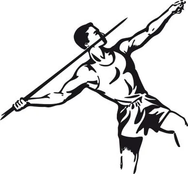 Javelin thrower, Retro Vector Illustration Stock Illustration