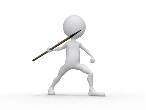 Javelin throwing (3d on white background sports characters series) Stock Illustration