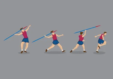 Javelin Throwing Sport Action Sequence Stock Illustration