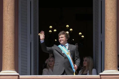 Javier Milei enters the Casa Rosada for the first time as president of Argentina Stock Photos