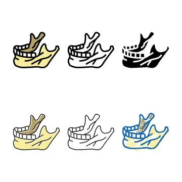 Jaw bone color icon variations vector Stock Illustration