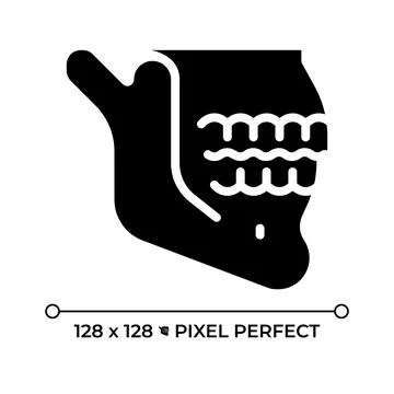 Jaw bone xray pixel perfect glyph solid icon Stock Illustration