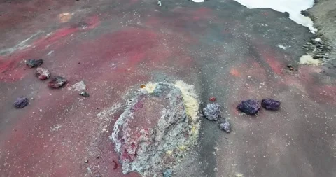 In a jaw-dropping view, the volcano near Myvatn at Reykjahlid in Iceland, Stock Footage 284060672