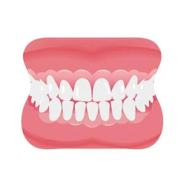 Jaw with teeth icon flat style. Open mouth, dentures. Dentistry, medicine 스톡 일러스트