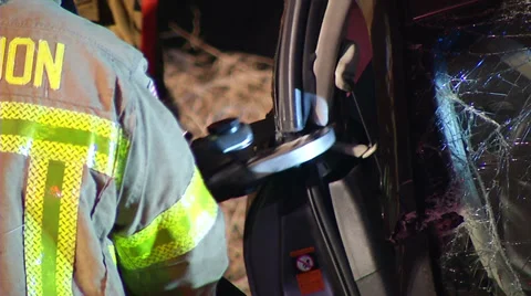 Jaws Of Life Cutting Through Car Stock Footage 37282943