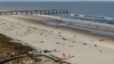 Jax Beach Aerial Stockbeeldmateriaal 104689317