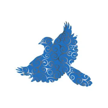 Jay bird spiral pattern color silhouette animal Stock Illustration