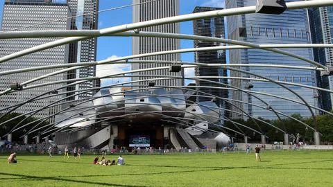 Jay Pritzker Pavilion Trellis Structure in Millennium Park Foto stock
