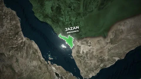 Jazan Province Saudi Arabia Map Zoom Animation on Satellite Background Vídeos de archivo 337761553
