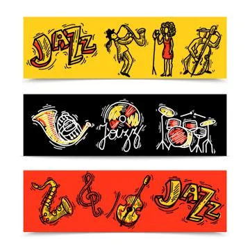 Jazz Banners Set 库存插图