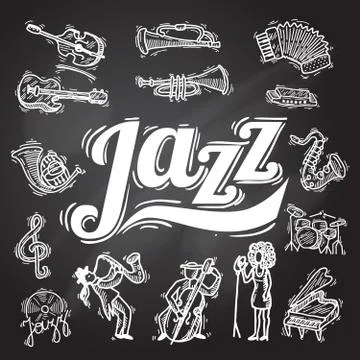Jazz Chalkboard Set 스톡 일러스트