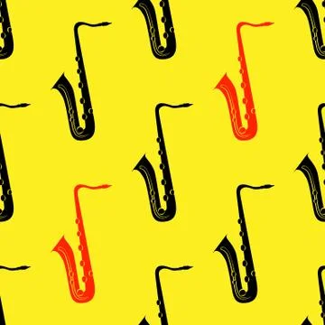 Jazz concept. Saxophone. Seamless pattern. Stock Illustration