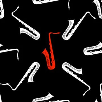 Jazz concept. Saxophone. Seamless pattern. Stock Illustration
