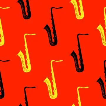 Jazz concept. Saxophone. Seamless pattern. Illustrazione stock