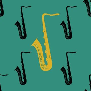 Jazz concept. Saxophone. Seamless pattern. 스톡 일러스트