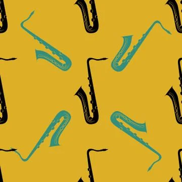 Jazz concept. Saxophone. Seamless pattern. 스톡 일러스트