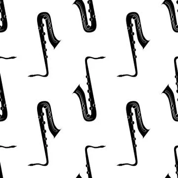 Jazz concept. Saxophone. Seamless pattern. Stock Illustration