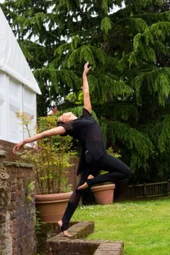 A jazz dancer performing outdoors Stock Photos