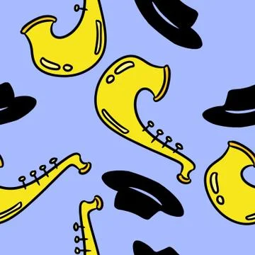 Jazz doodles seamless pattern. Vector colorful print 스톡 일러스트