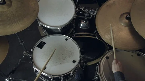 Jazz drummer playing at drums. Slowmotion. Close up shot. Stock Footage 102414221
