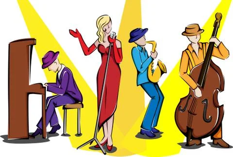 Jazz ensemble Stock Illustration