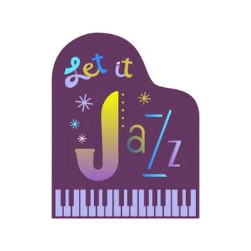 Jazz fest hand drawn flat colorful music vector icon Stock Illustration