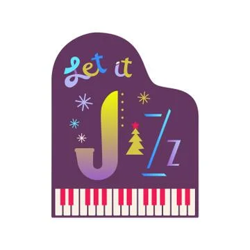 Jazz fest hand drawn flat colorful music vector icon Stock Illustration