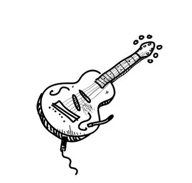 Jazz Guitar Doodle Stock Illustration