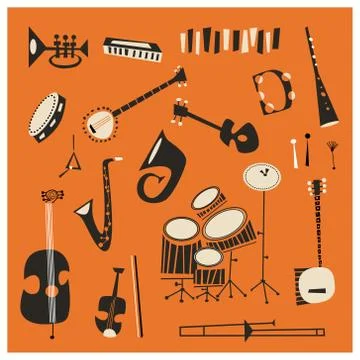 Jazz Instruments Stock Illustration