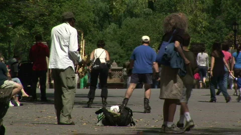Jazz Man playing in Central Park Stock Footage 644072