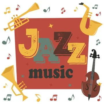 Jazz musical instruments tools background jazzband piano saxophone music sound Illustrazione stock