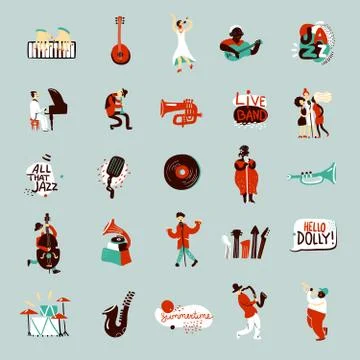 Jazz Musicians Set 스톡 일러스트