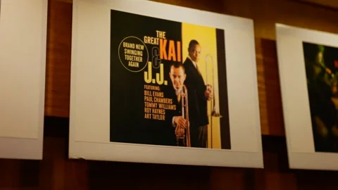 Jazz Records On A Wall Stock Footage 257853384