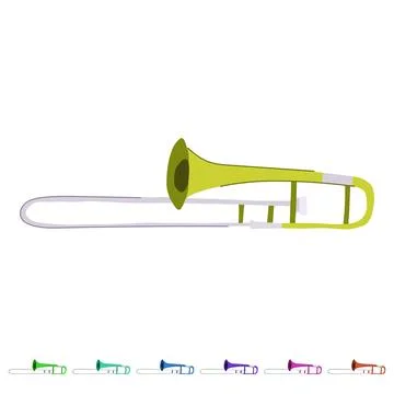Jazz trombone vector cartoon graphic Stock Illustration