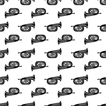 Jazz trumpet pattern seamless vector Stock Illustration