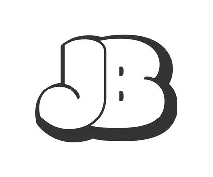 JB logo, bubble comic lettering, rounded in graffiti style black and white .. Stock Illustration