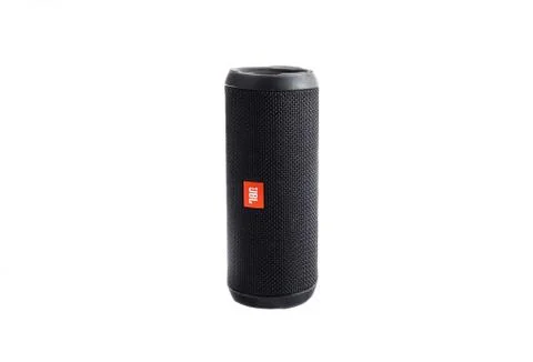 JBL bluetooth wireless portable speaker on a white background Stock Photos