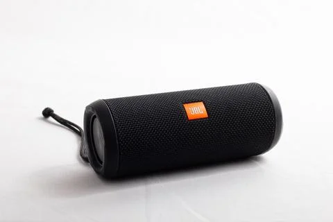 JBL bluetooth wireless portable speaker on a white background 写真素材