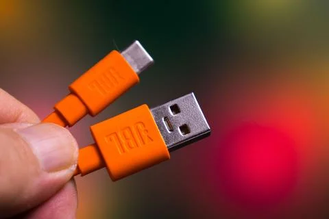 Jbl orange usb type-c charging and data cable Foto stock