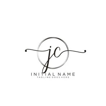 JC Initial handwriting logo with circle template vector Illustrazione stock