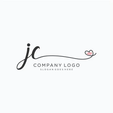 JC Initial handwriting logo design Stock Illustration
