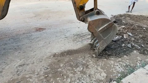 JCB backhoe working on road Video stock 166355517