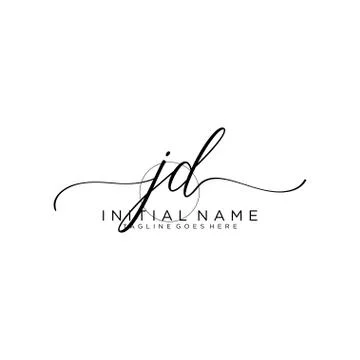 JD Initial handwriting logo with circle template vector Stock Illustration